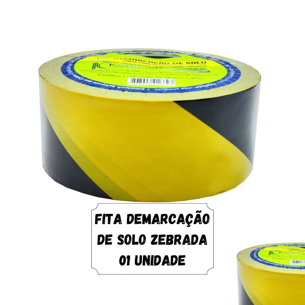 FITA DEMARCACAO DE SOLO PRETA/AMARELA 48X30M ZEBRADA