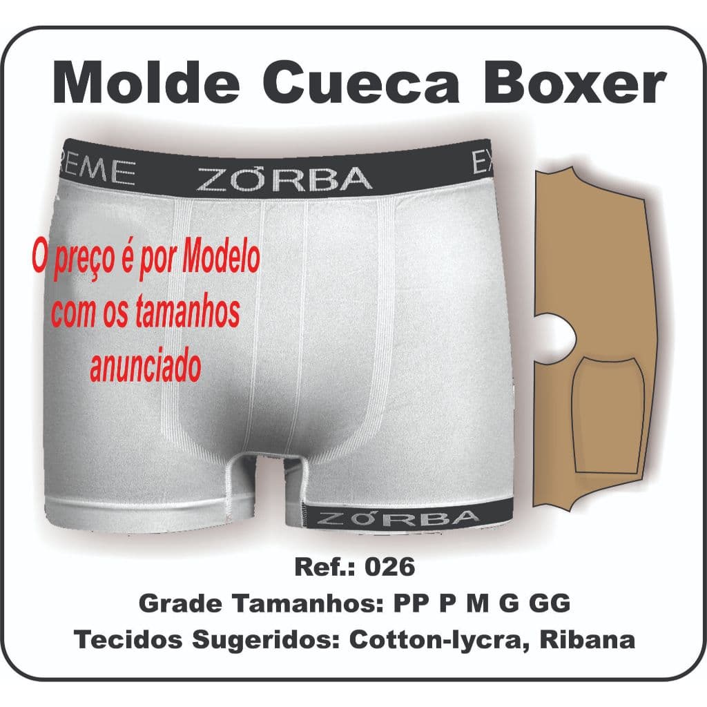 Ref. 026 Molde Cueca Boxer S/ Costura Lateral
