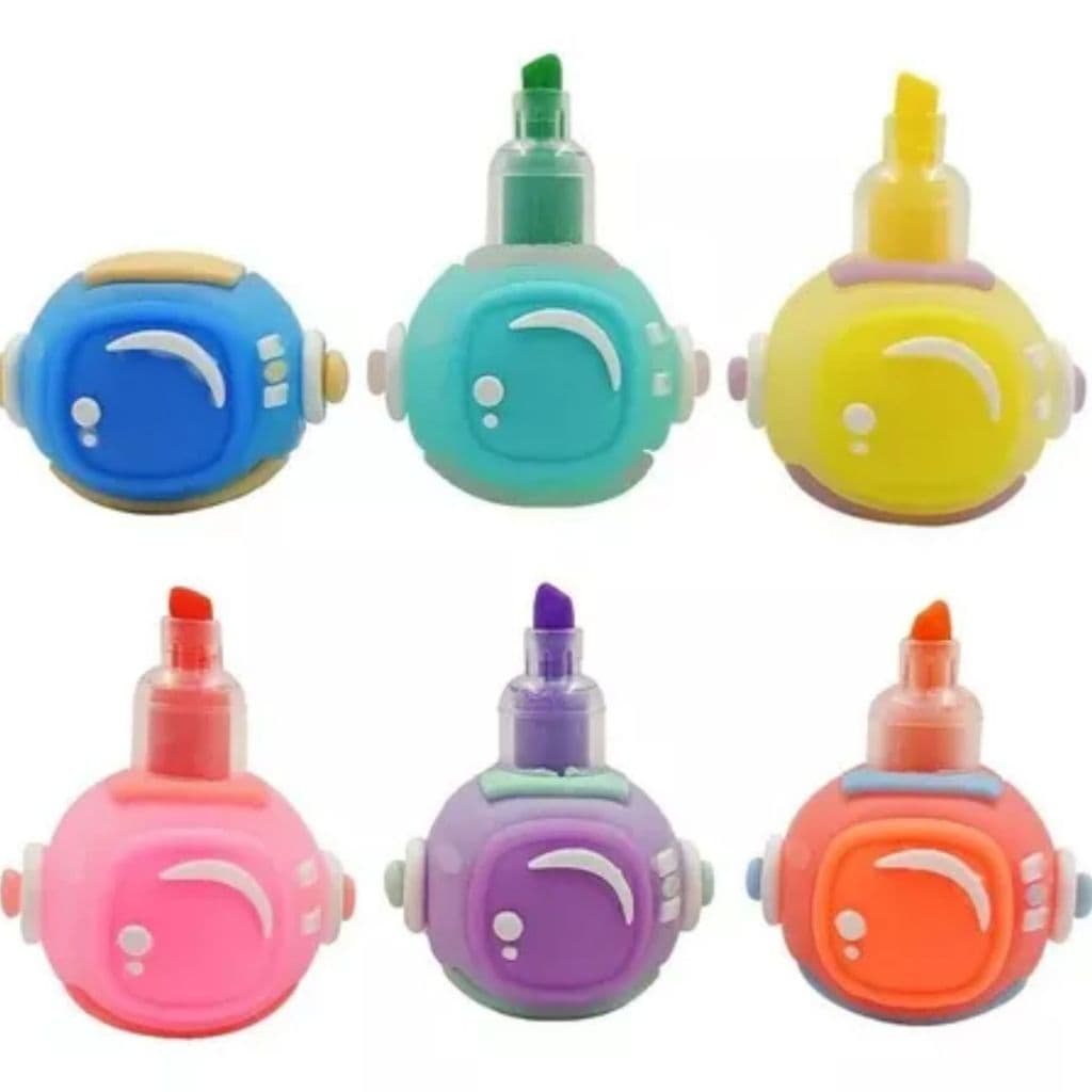 Marca-Texto Empilhável Bubble Astronauta Fofo – 5 Cores em 1! PAPELARIA FOFA