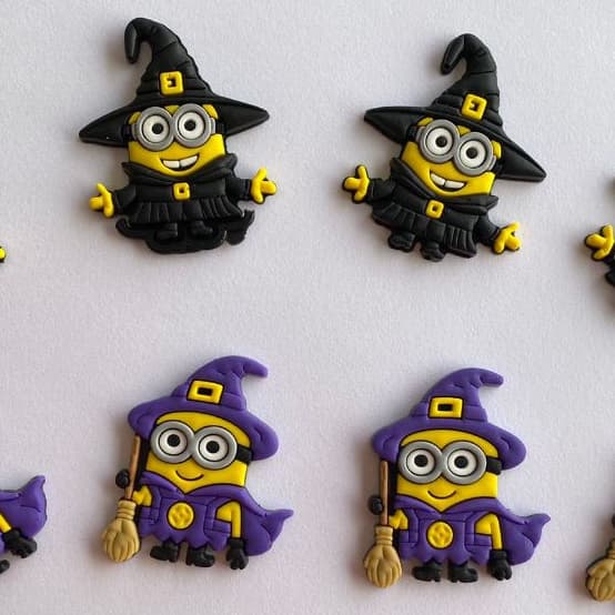 KIT APLIQUE EMBORRACHADOS MINNIONS HALLOWEN, PCTE COM 10 PEÇAS SORTIDAS