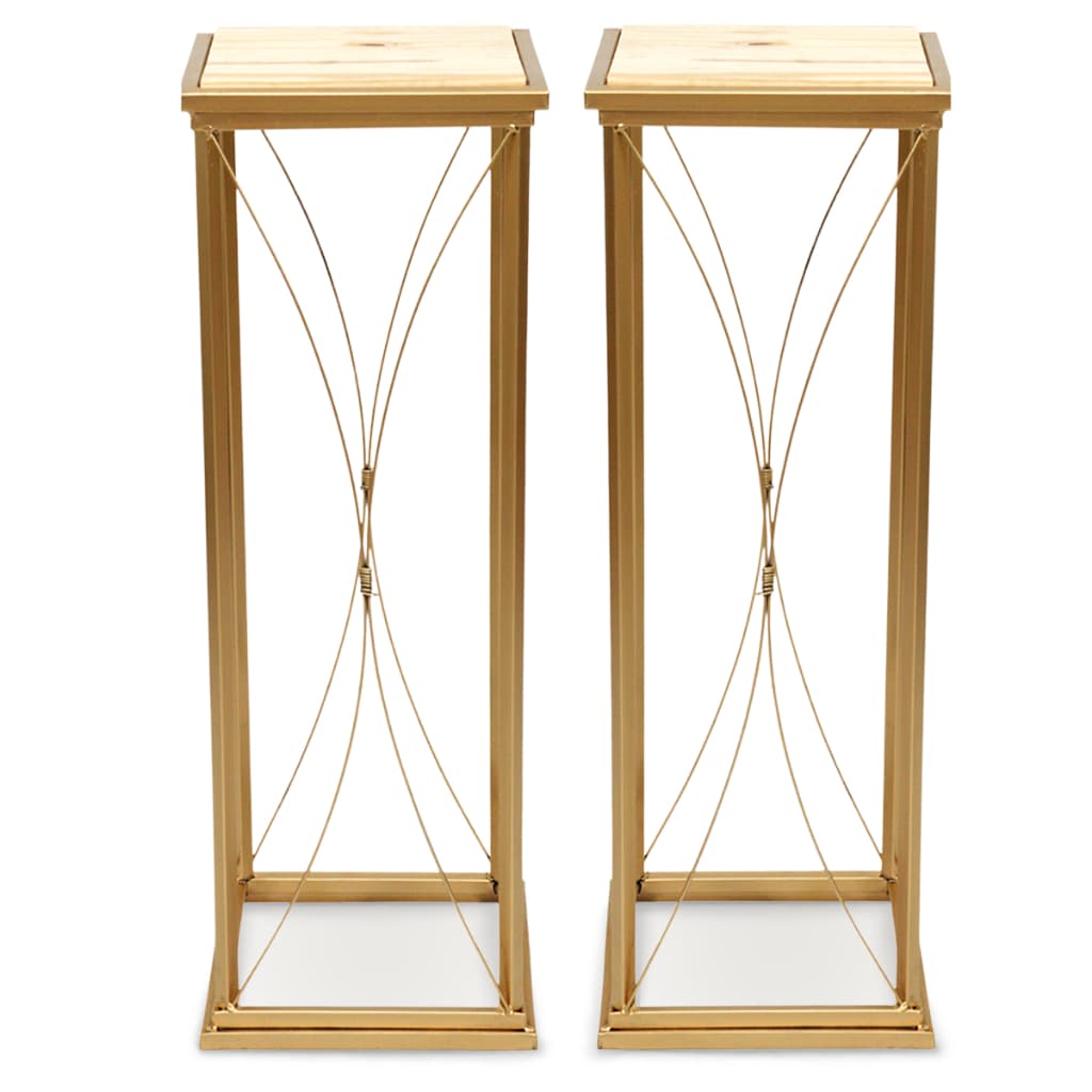 Kit 2 Colunas Quadradas 80x28cm C/ Tampo de Madeira Decoração Festa