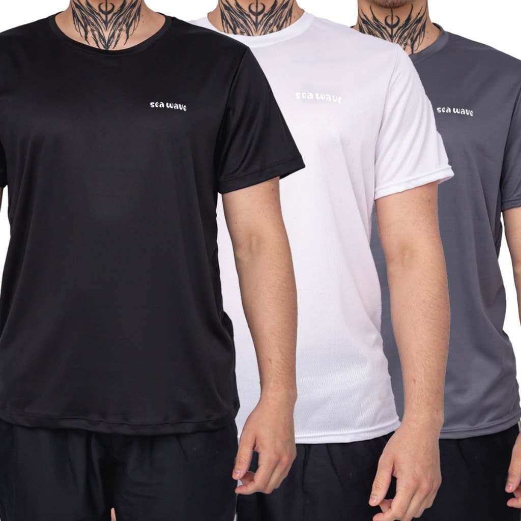 Kit 3 Camisetas Para Academia Masculina Blusa Treino Dry Fit Musculação Corrida Respirável