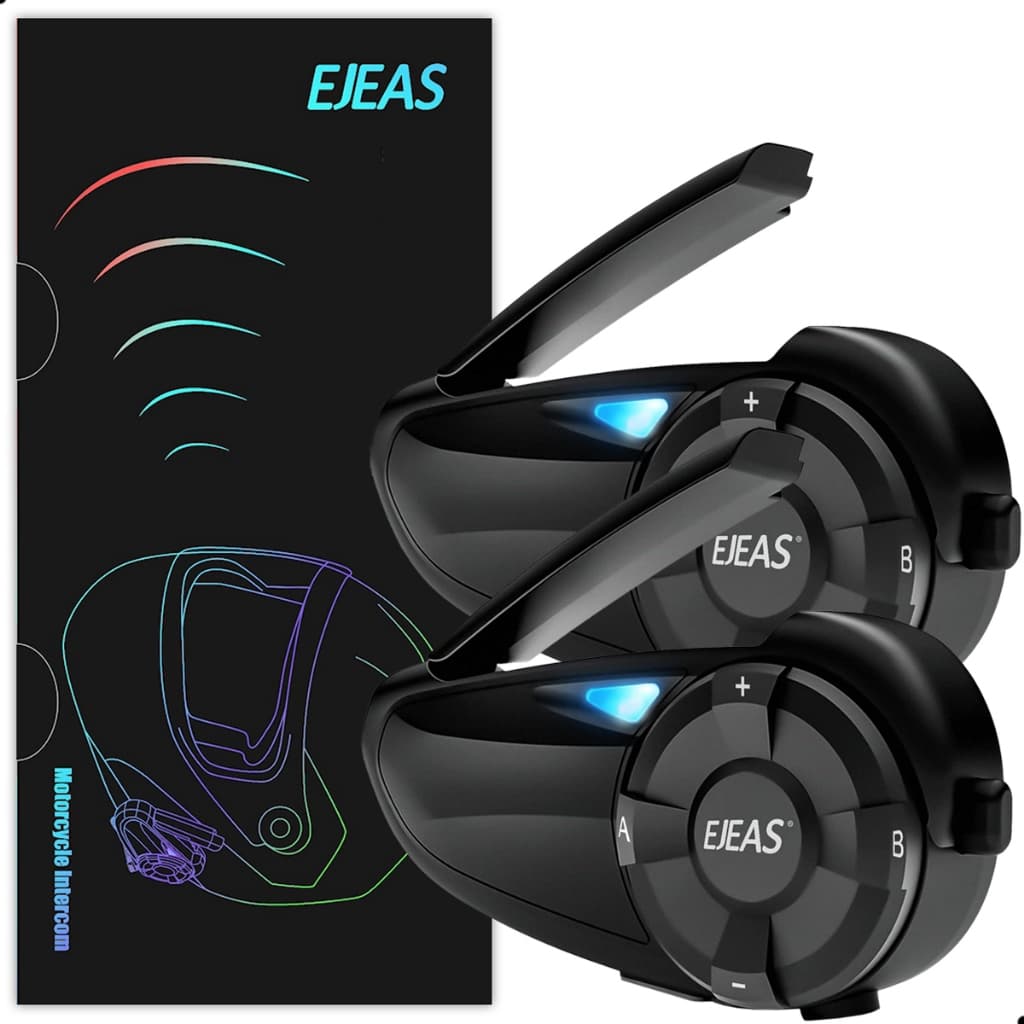 KIt 02 Intercomunicador Capacete Moto Ejeas Q7 Par Fone Bluetooth 800m Bateria 30hs Conecta Até 7