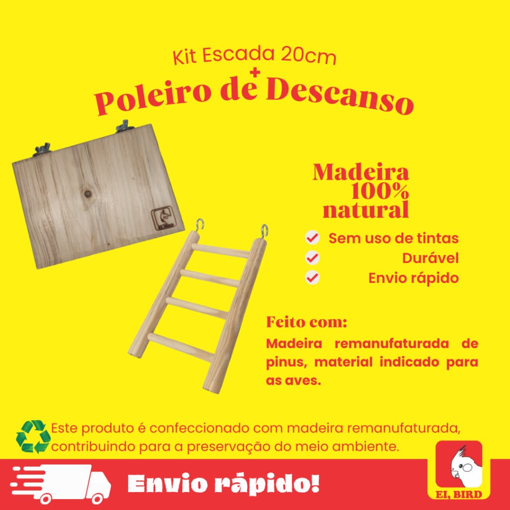Kit Poleiro Plataforma de Descanso (G) + Escada 20cm