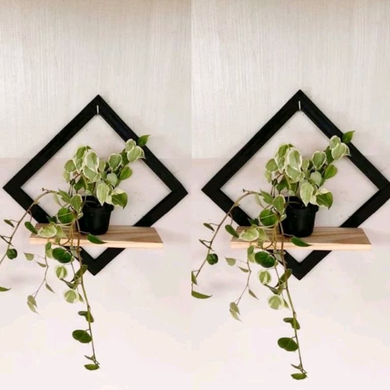 Kit C/02 quadros prateleira nicho decorativo losango 35cm