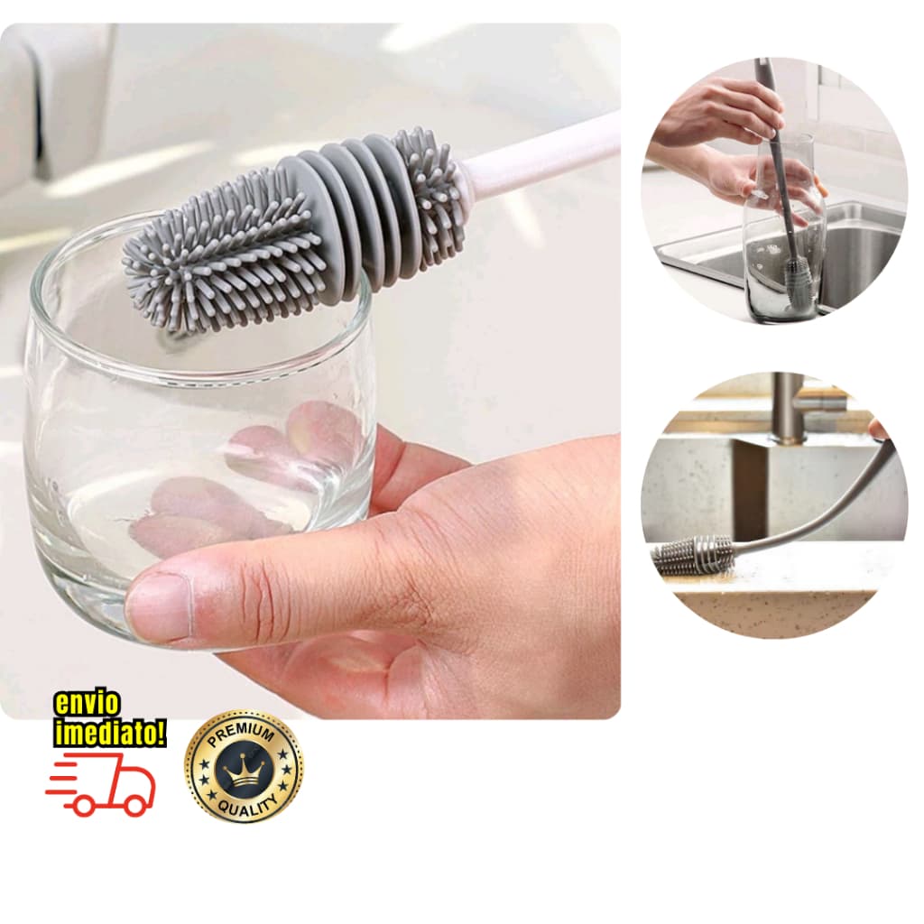 Limpa Copo Garrafa Silicone Escova Multiuso tamanho 33 cm Escova Para Lavar Mamadeira Copo Taça