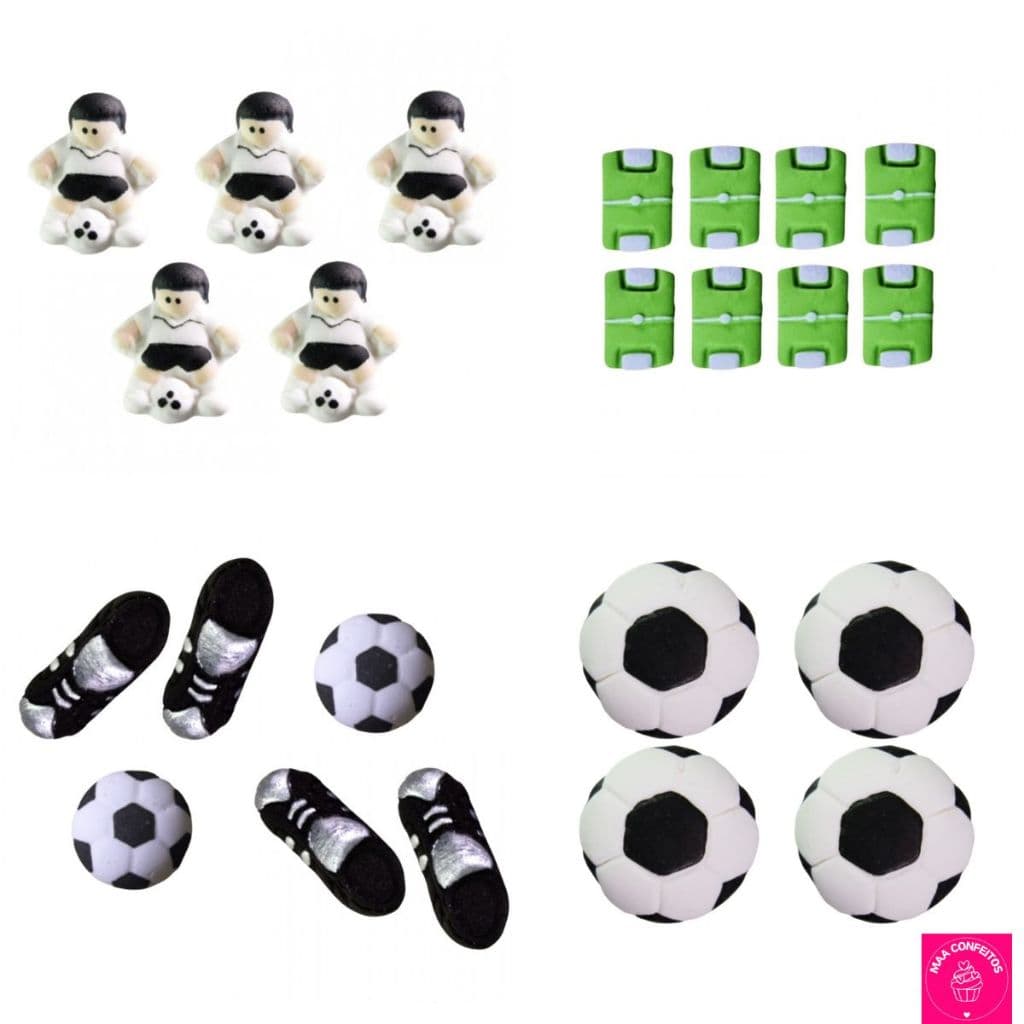 Confeitos de açúcar 100% comestíveis Tema Futebol Diversas Opções - Jady Confeitos
