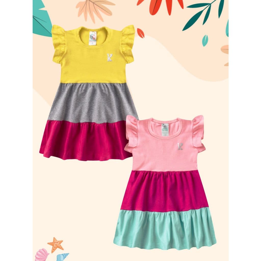 kit com 2 Vestido Infantil Menina 3 Marias Tricolor 1 ao 16