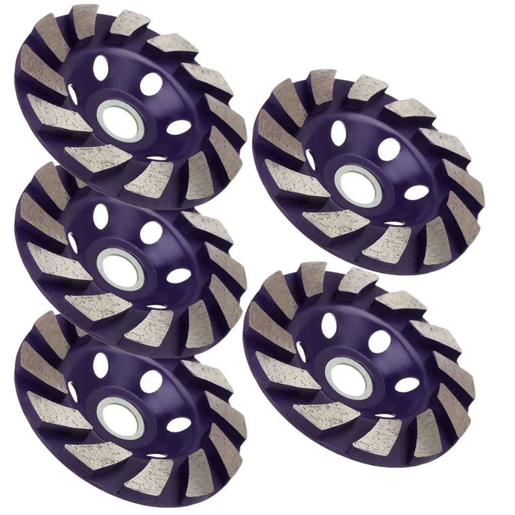 Kit 05 Disco De Desbaste Concreto Rebolo Diamantado Turbo Para Esmerilhadeira Lixadeira