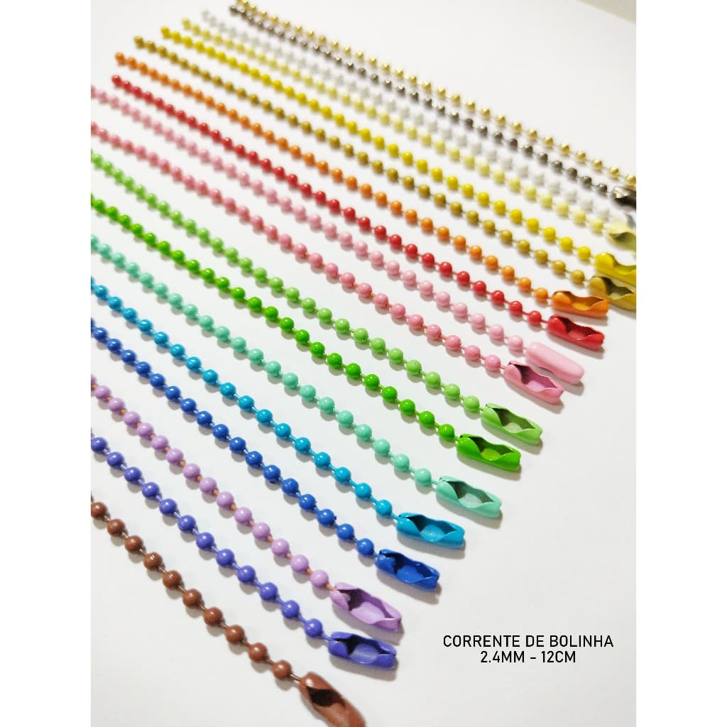 Correntes Bolinha para Chaveiro / Artesanato / Colorida 2.4mm  - 5 unidades