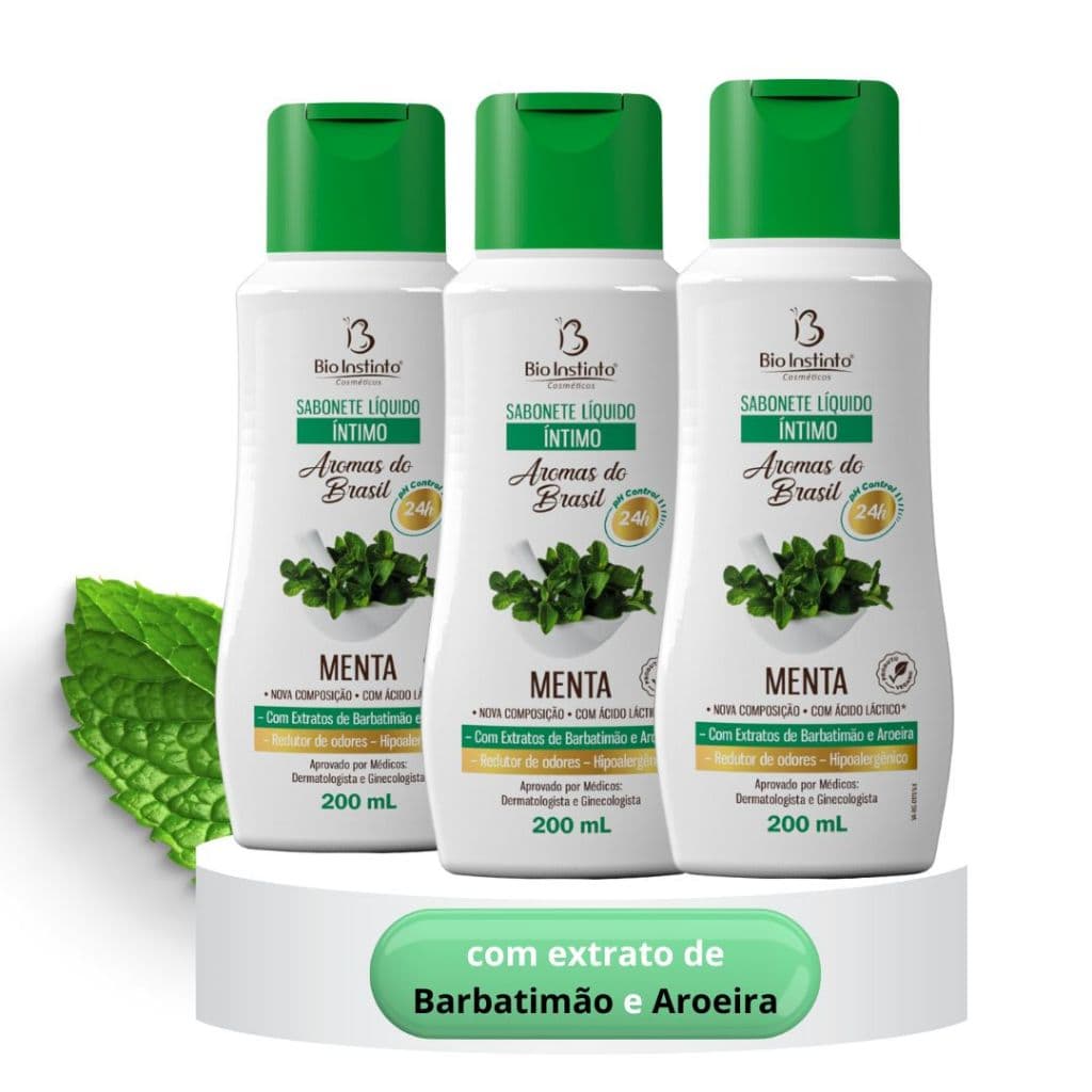 3 Sabonete Feminino Líquido Íntimo Menta Limpa Protege