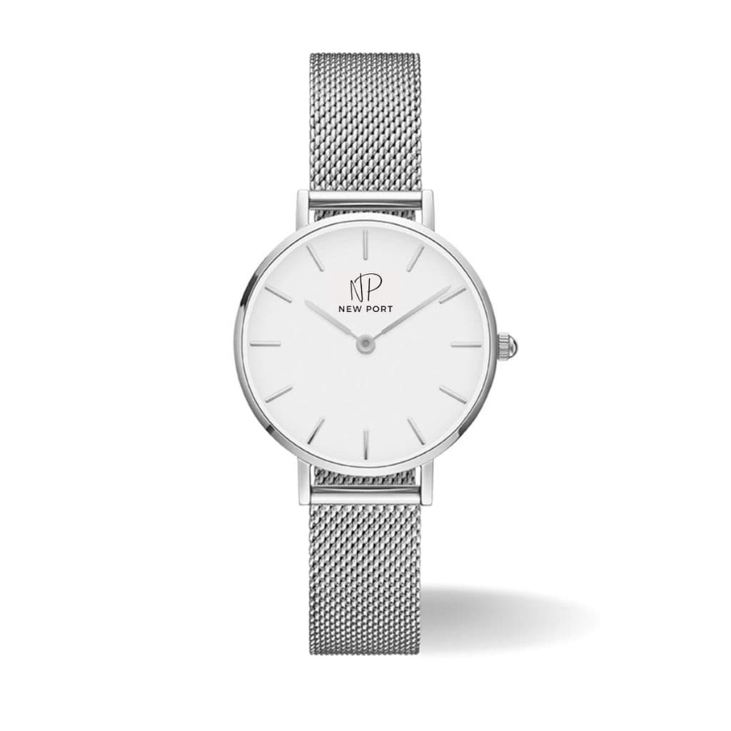 Relógio Feminino Prata Minimalista Casual Dia a Dia Original Analógico New Port 32mm