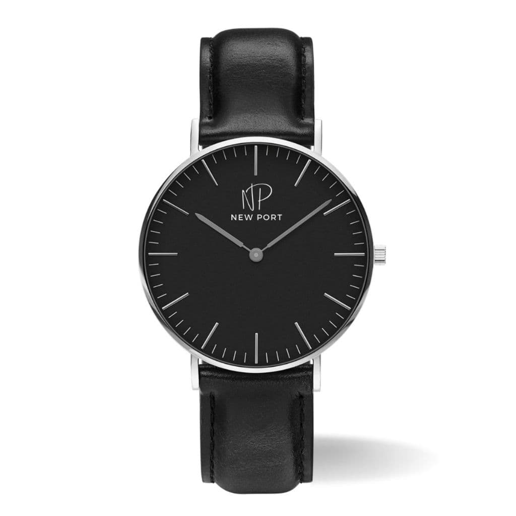 Relógio Feminino Elegante Pulseira De Couro Preto Analógico Minimalista Grande 40mm