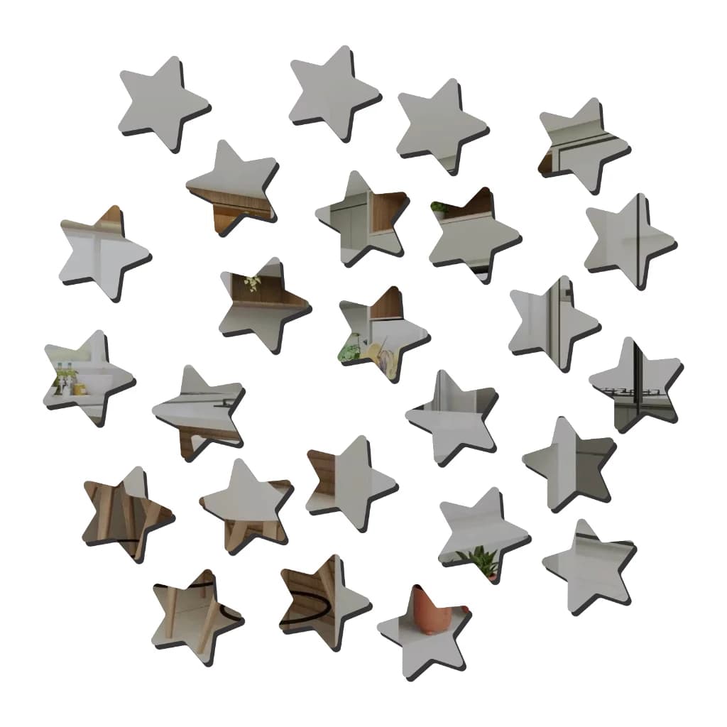 Kit 25 Estrelas Decorativas Acrílico Espelhad