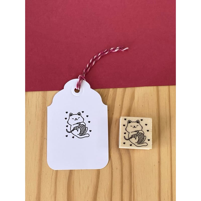 Carimbo Artesanal Gatinho Novelo Modelo 2