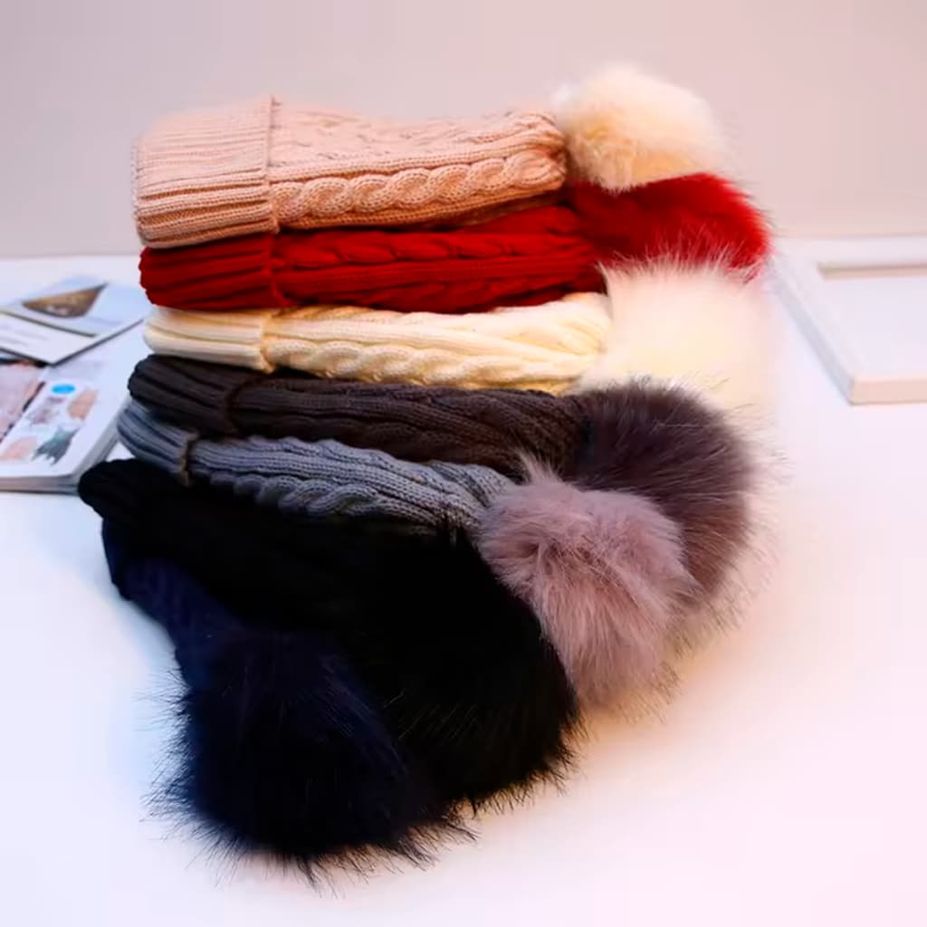 Touca Feminina Adulto Gorro Lã Forrada Pompom Pelinho Toca Quente Capuz