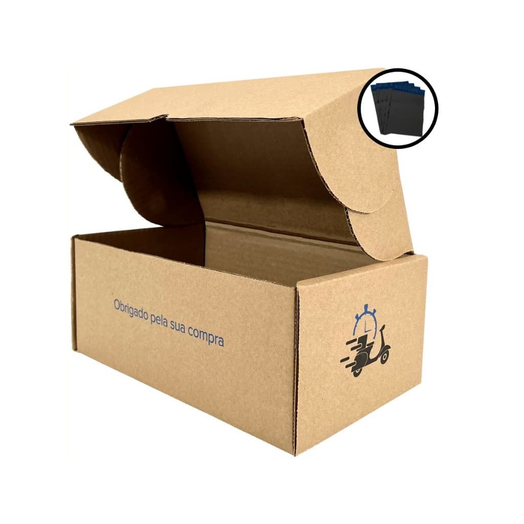PROMOÇÃO 20 Caixas de Papelão Montável Resistente 26x15x10 Personalizadas Ecommerce