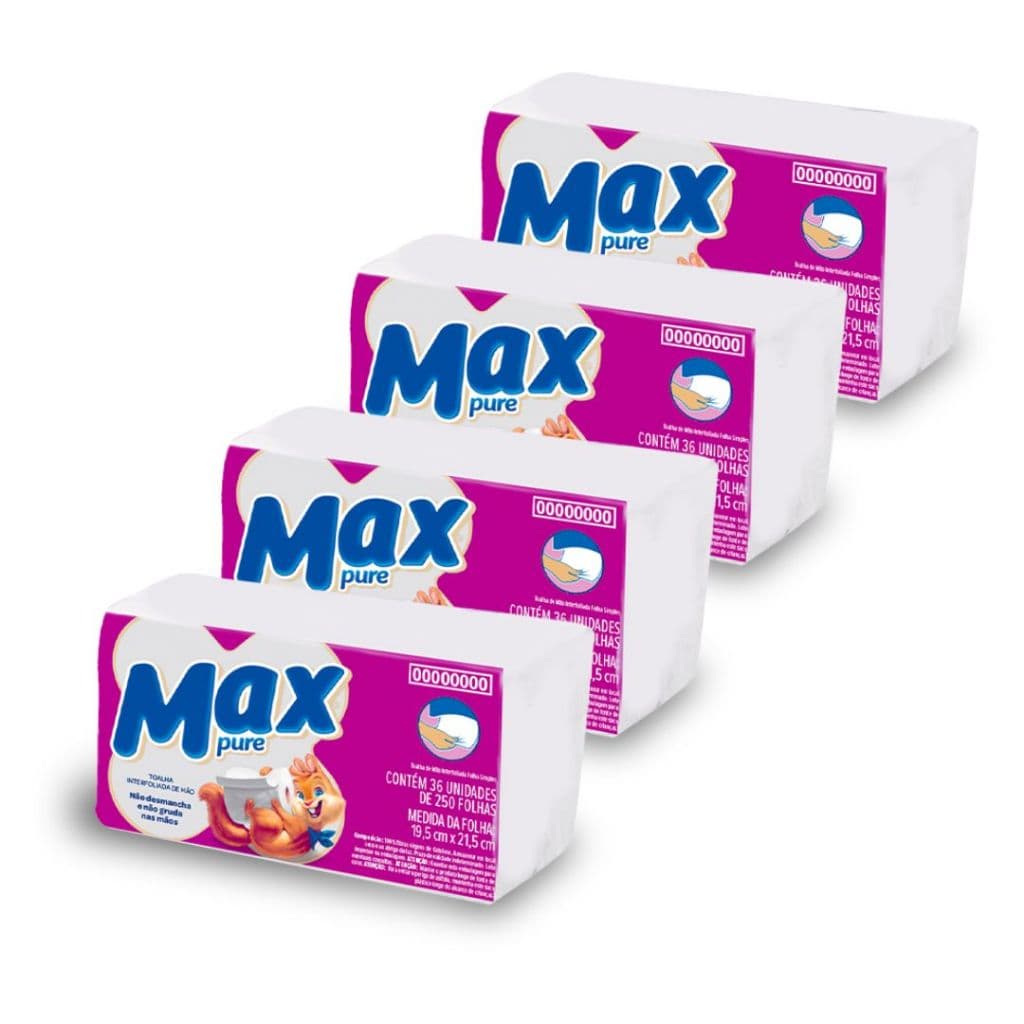 Papel Toalha Interfolhado Max Pure 100% Celulose Virgem com 1.000 folhas