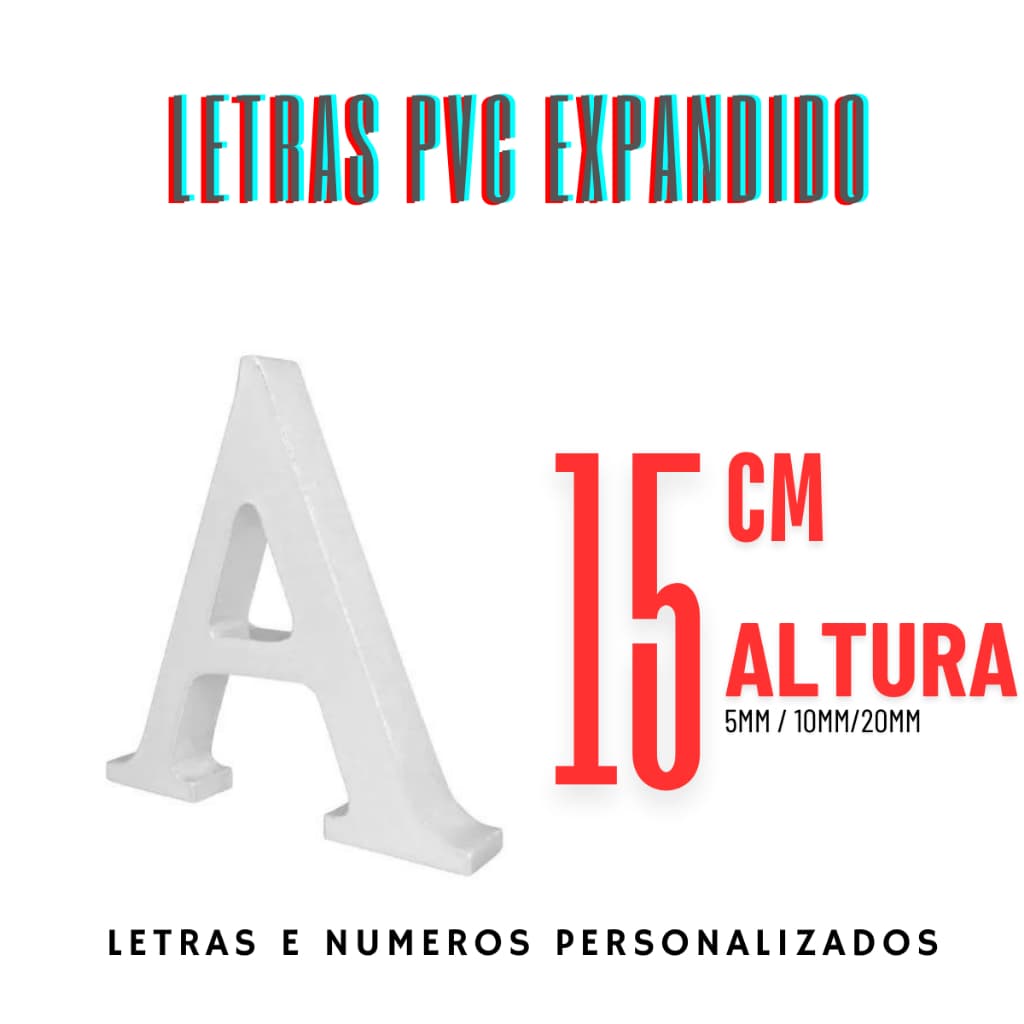 Logomarca Letras em PVC expandido 15cm 10 mm