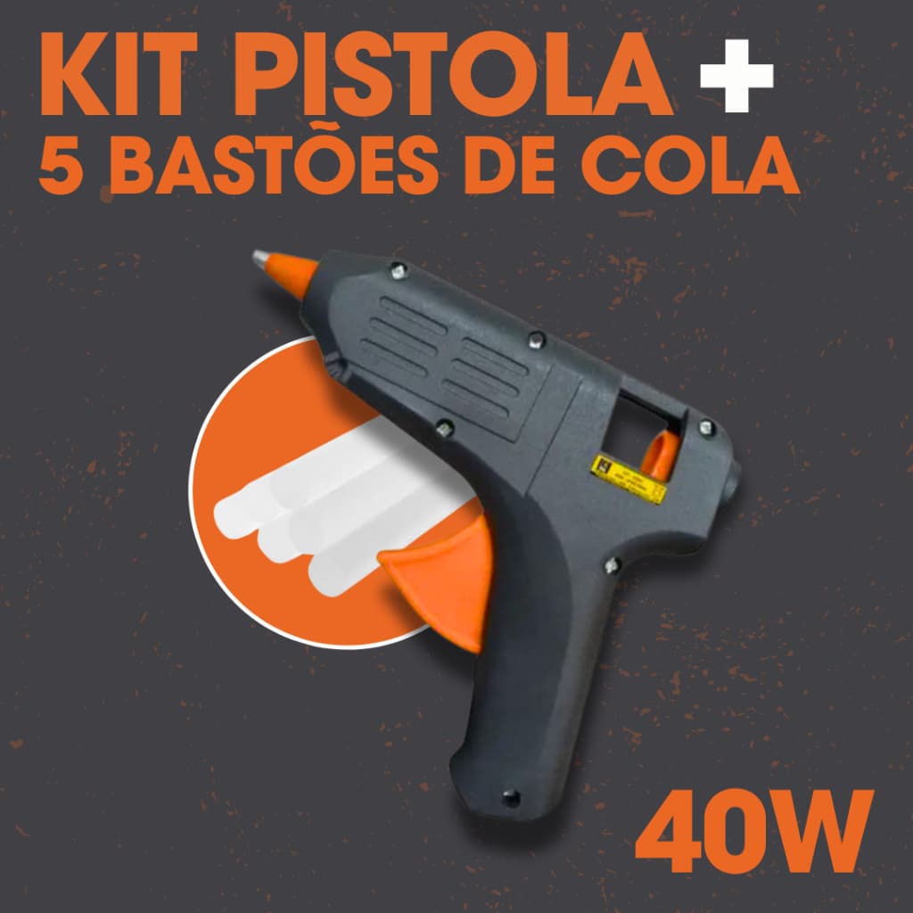Pistola De Cola Quente Bivolt 40w Com 5 Bastões De Cola