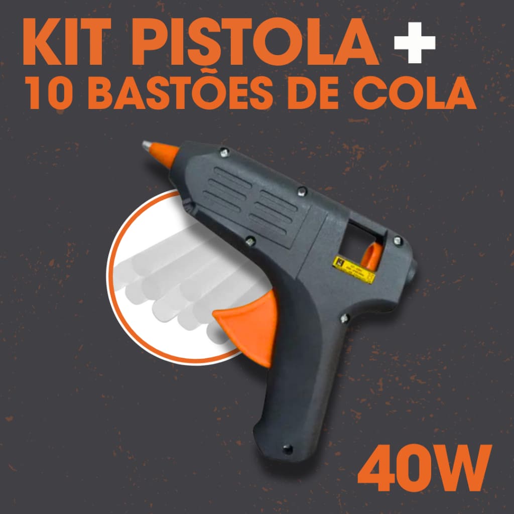 Pistola De Cola Quente Bivolt 40w + 10 Bastões De Cola