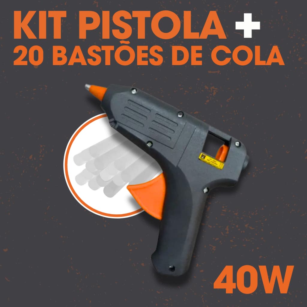 Pistola De Cola Quente Bivolt 40w + 20 Bastões De Cola