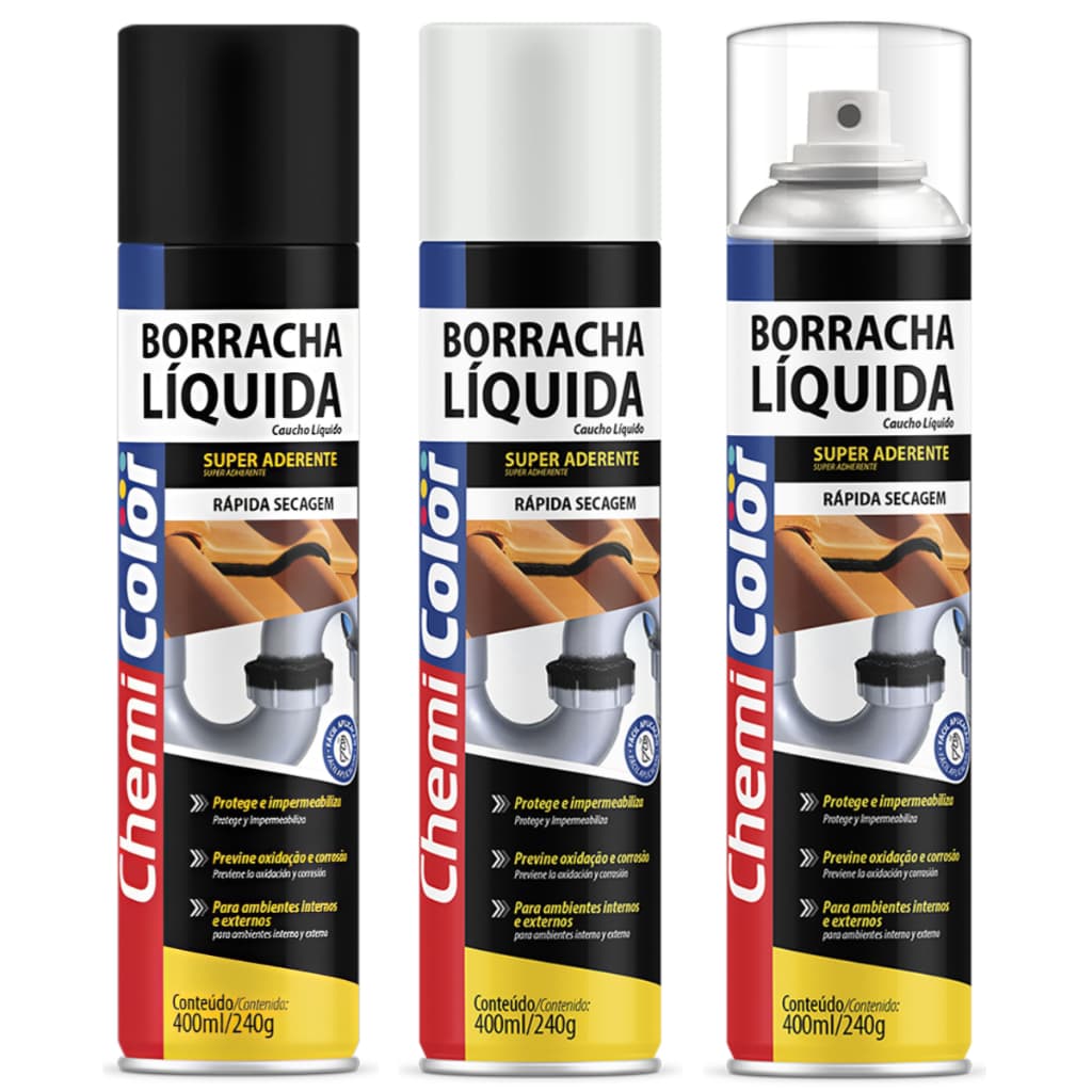 Kit 2 Borracha Liquida Impermeabilizante Spray Emborrachado Chemicolor 400ml