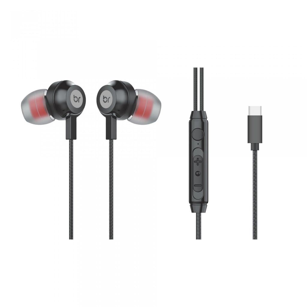 Fone De Ouvido com Fio Tipo-C Intra-auricular Preto - Bright FN573