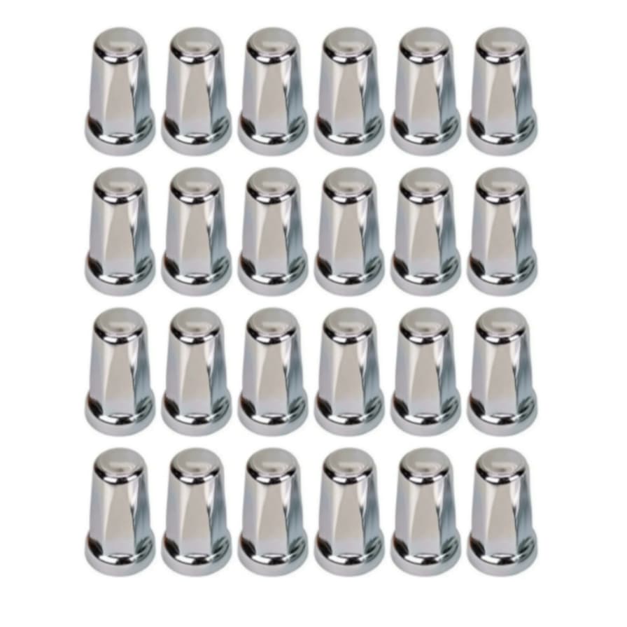 Kit 24 Capa Porca Cromada Belga Roda Caminhao 24mm 27mm 30mm 32mm 33Mm