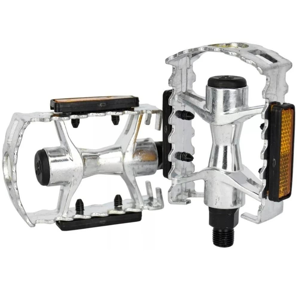 Pedal Bicicleta Alumínio Rosca Fina 1/2 Sueco Esferas Mtb Com Refletor