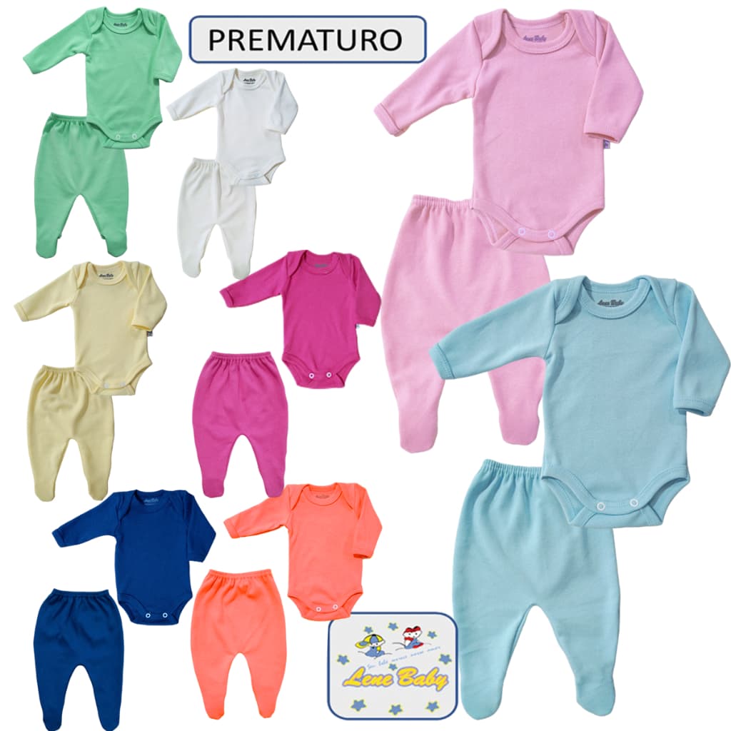 Conjunto Body e Culote   Manga Longa para Bebe  Prematuro e Boneca Reborn Lene Baby TAMBEM P M G