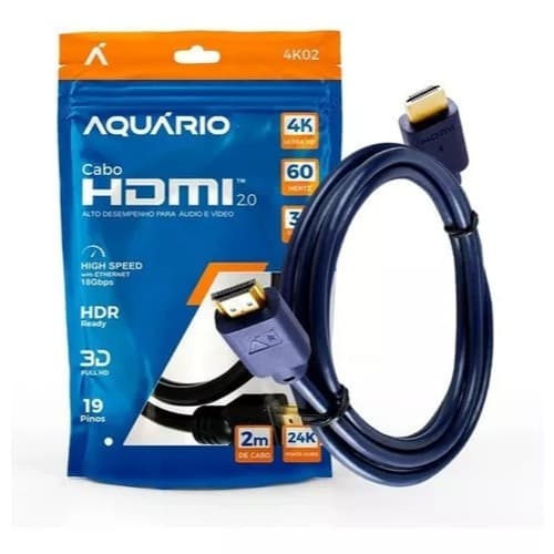 Cabo Hdmi Blindado 2.0 Ethernet 4k 3d 2160p 2 Metros Original com Nota Fiscal