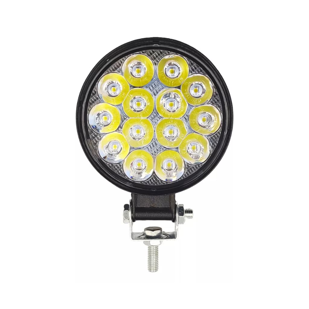 Farol Led Redondo Mini Milha 14w 14 Led Off-road 12v/24v Pequeno Caminhão Universal