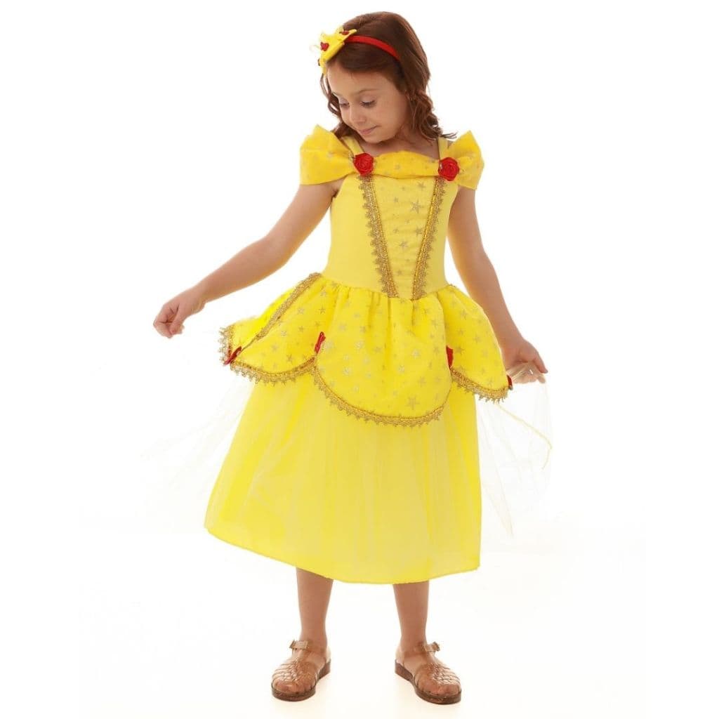 Fantasia Muvilê, Vestido De Princesa Amarelo Com Tiara