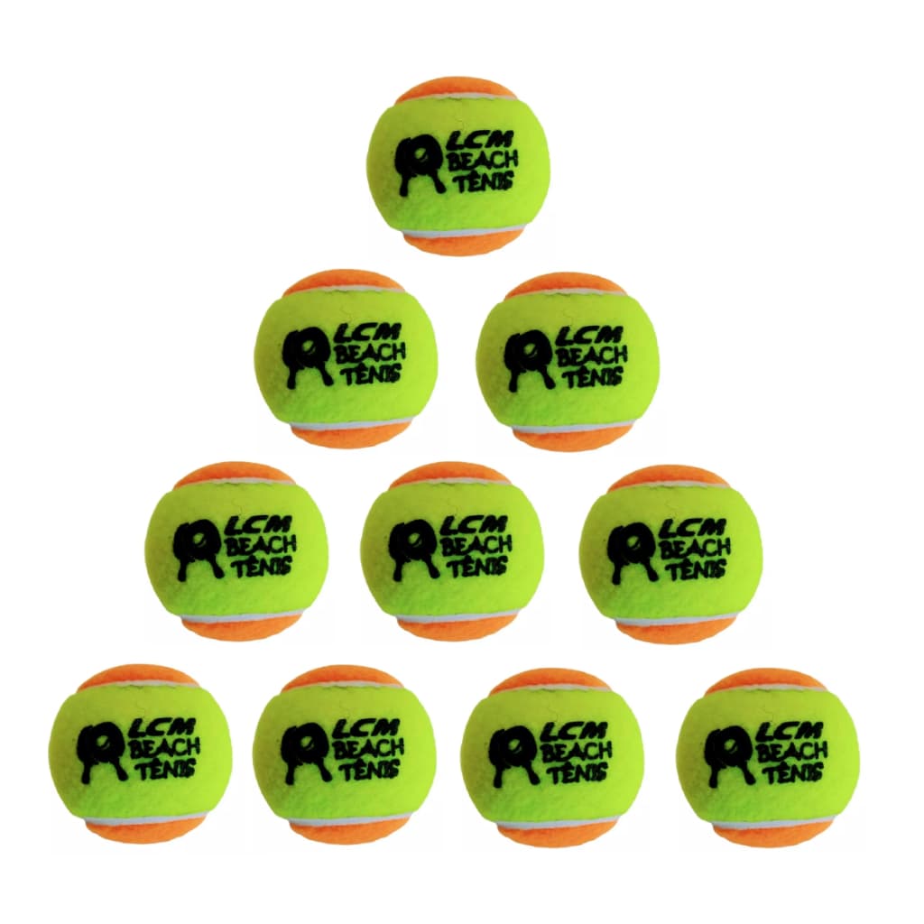 KIT com 10 Bolas Beach Tennis Bolinha Tênis Praia LCM Laranja