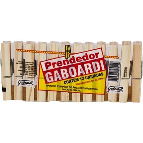 Prendedor De Roupa Gaboardi Madeira C/12 Unidades