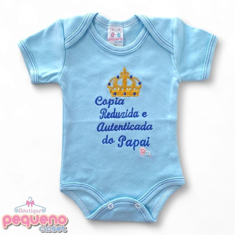 Body de Bebê Bordado Com Frase Cópia do Papai