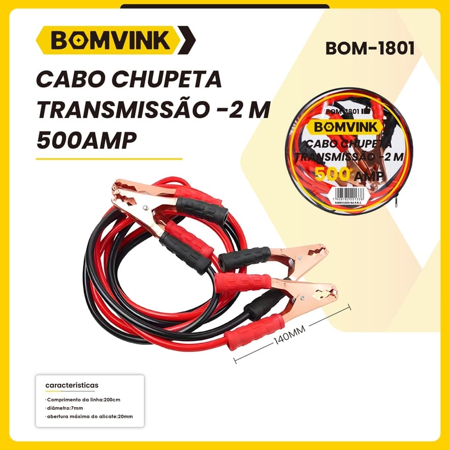 Cabo Chupeta Cabo Auxiliar de Partida 8mm Transmissão Amp 500 Amp Carro Caminhão moto Barco Bateria BOMVINK