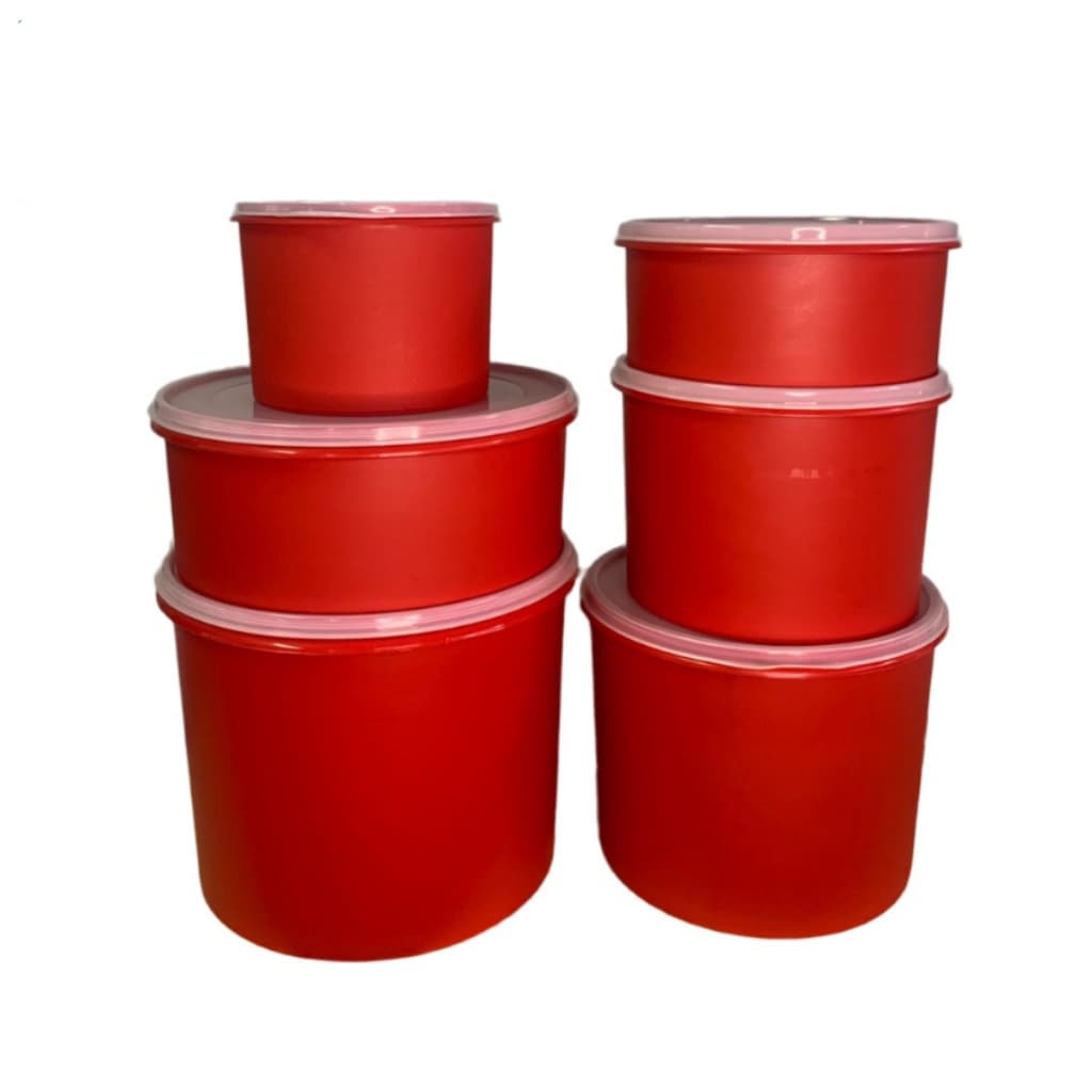 Kit Conjuntos com 6 Pote Organizador Vasilha Porta Alimento Preto ou Vermelho