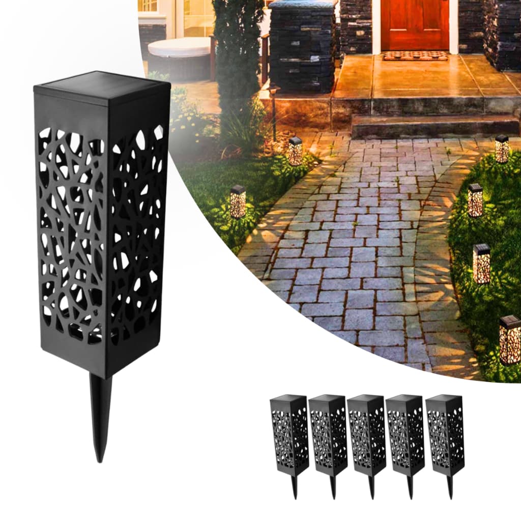 Kit 6 Balizador Espeto Jardim Energia Solar LED Prova D'água Chão Quadrado Branco Quente 3000k