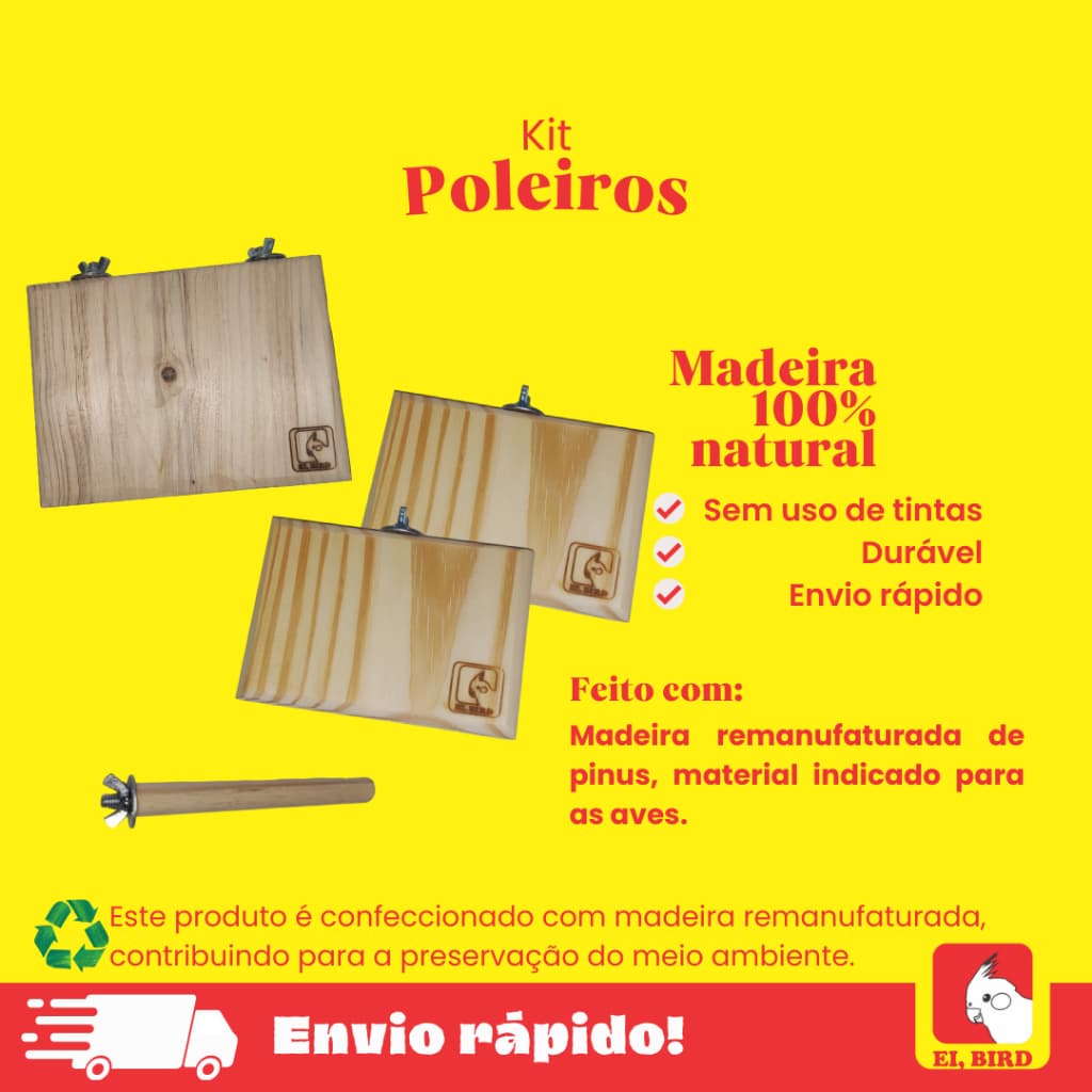 Kit 3 Poleiros de Plataforma + Poleiro Tradicional