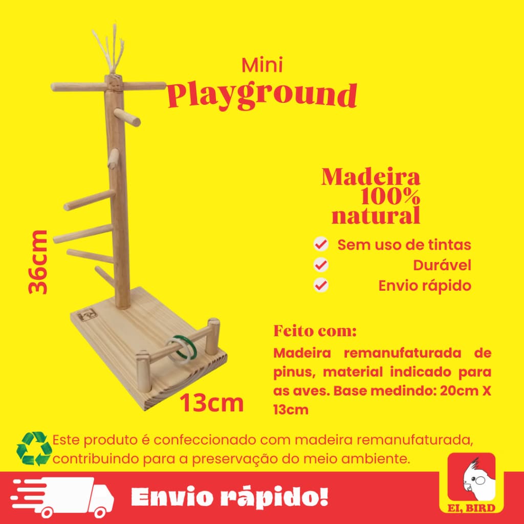 Mini Playground P/ Calopsita, Agapornis, Periquito, Rosela
