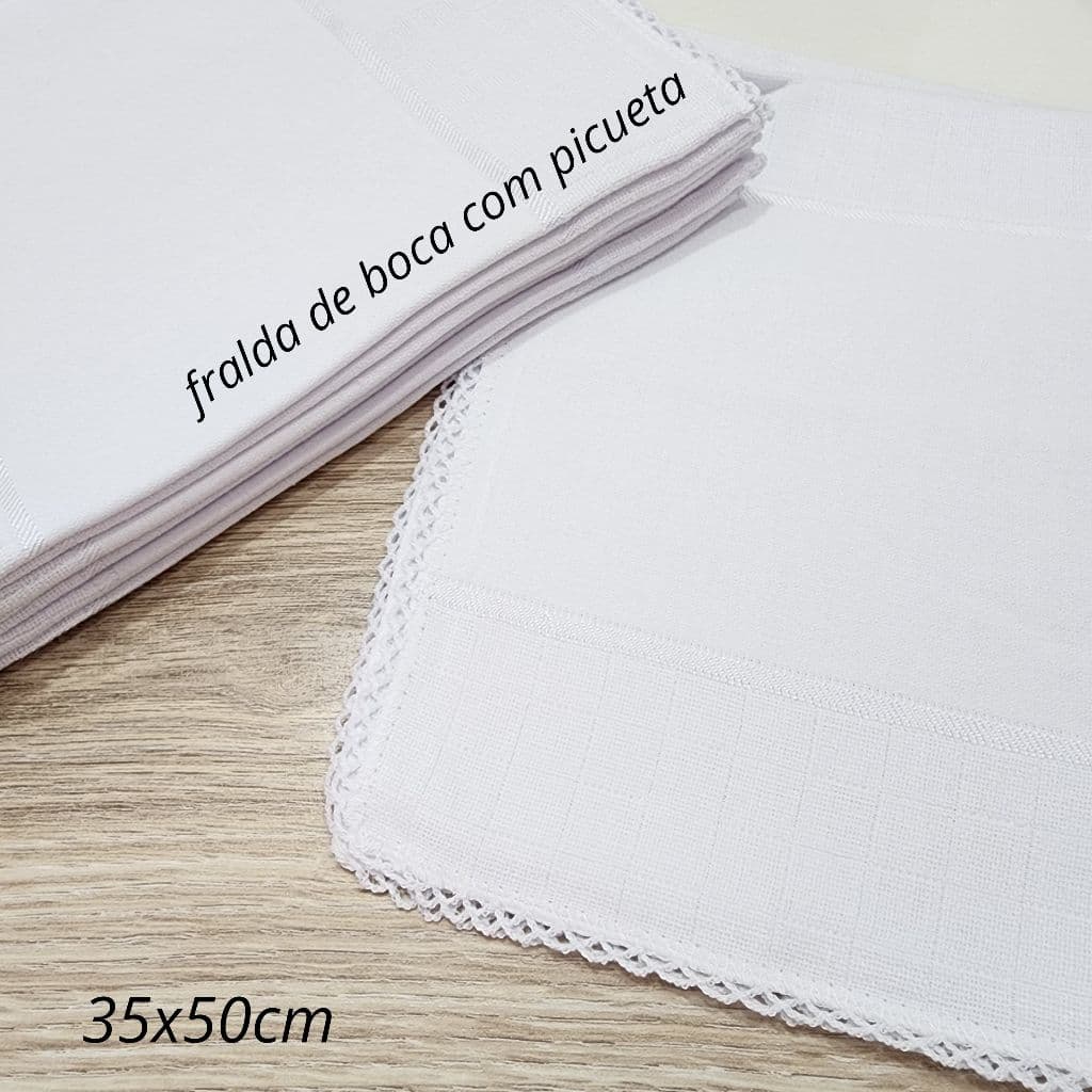 Kit 5, 10 ou 20un Fralda de Boca Premium Valletex Pintar E Bordar Com Picueta.