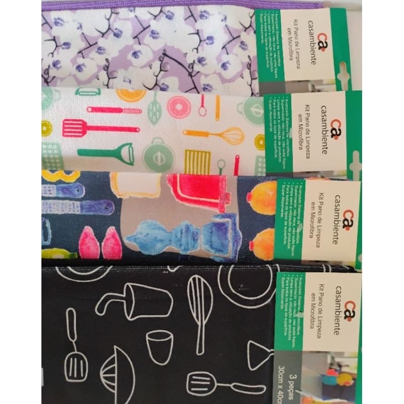 Pano de Limpeza Microfibra - Kit com 3 unidades- 30x40cm