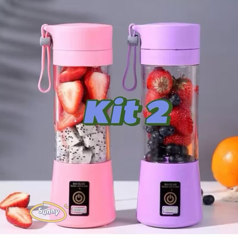 Kit 1-2 Mini Liquidificador Portátil Shake 6 Laminas + Cabo USB Lolita