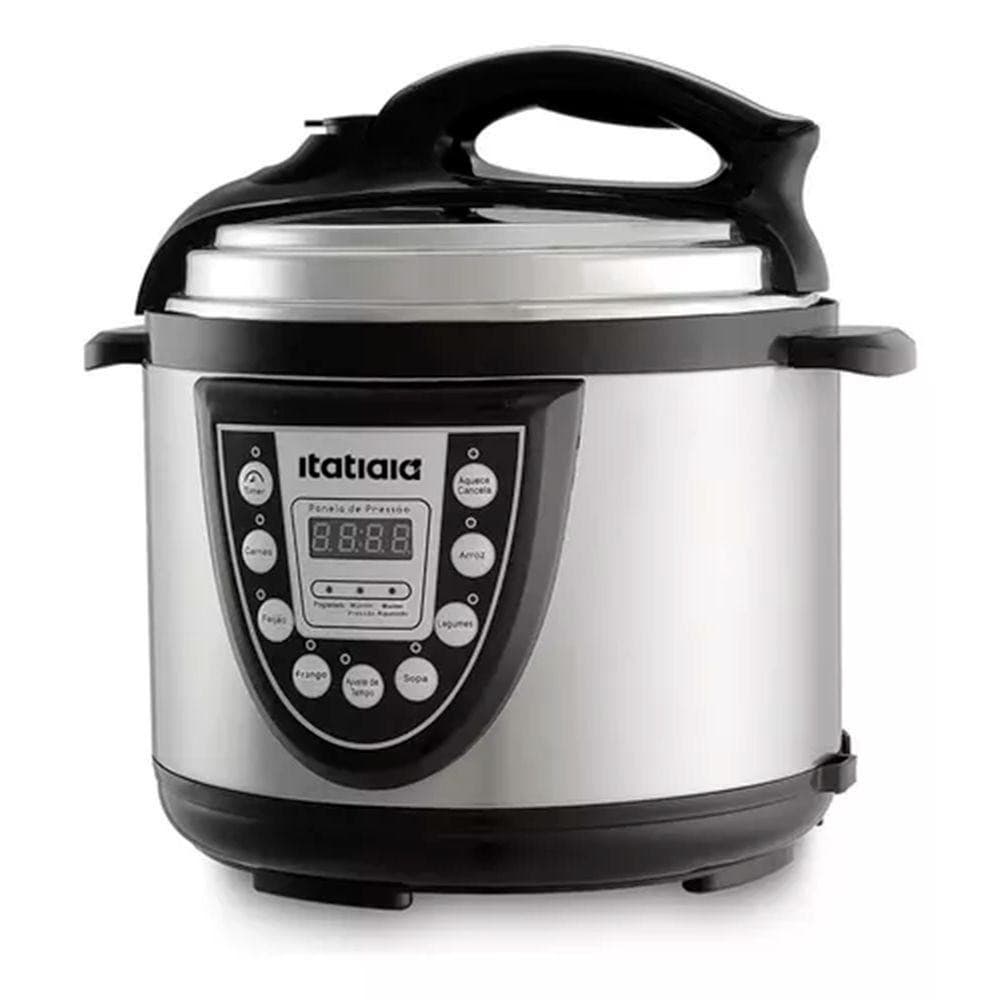 Panela De Pressão Elétrica Itatiaia Midi 5L Inox Com Preto 127V