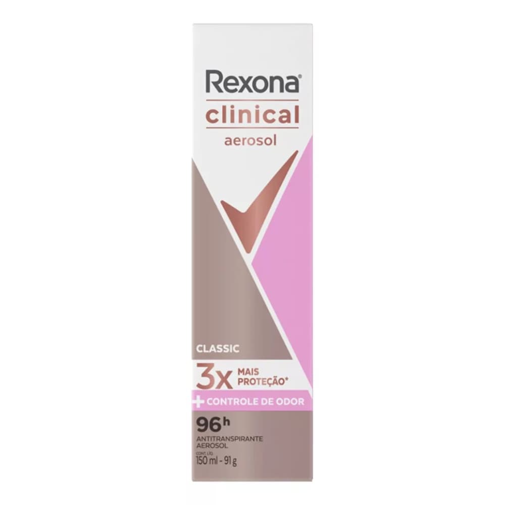 Desodorante Rexona Clinical Aerosol 150ml | Classic | Antitranspirante 96h de Proteção