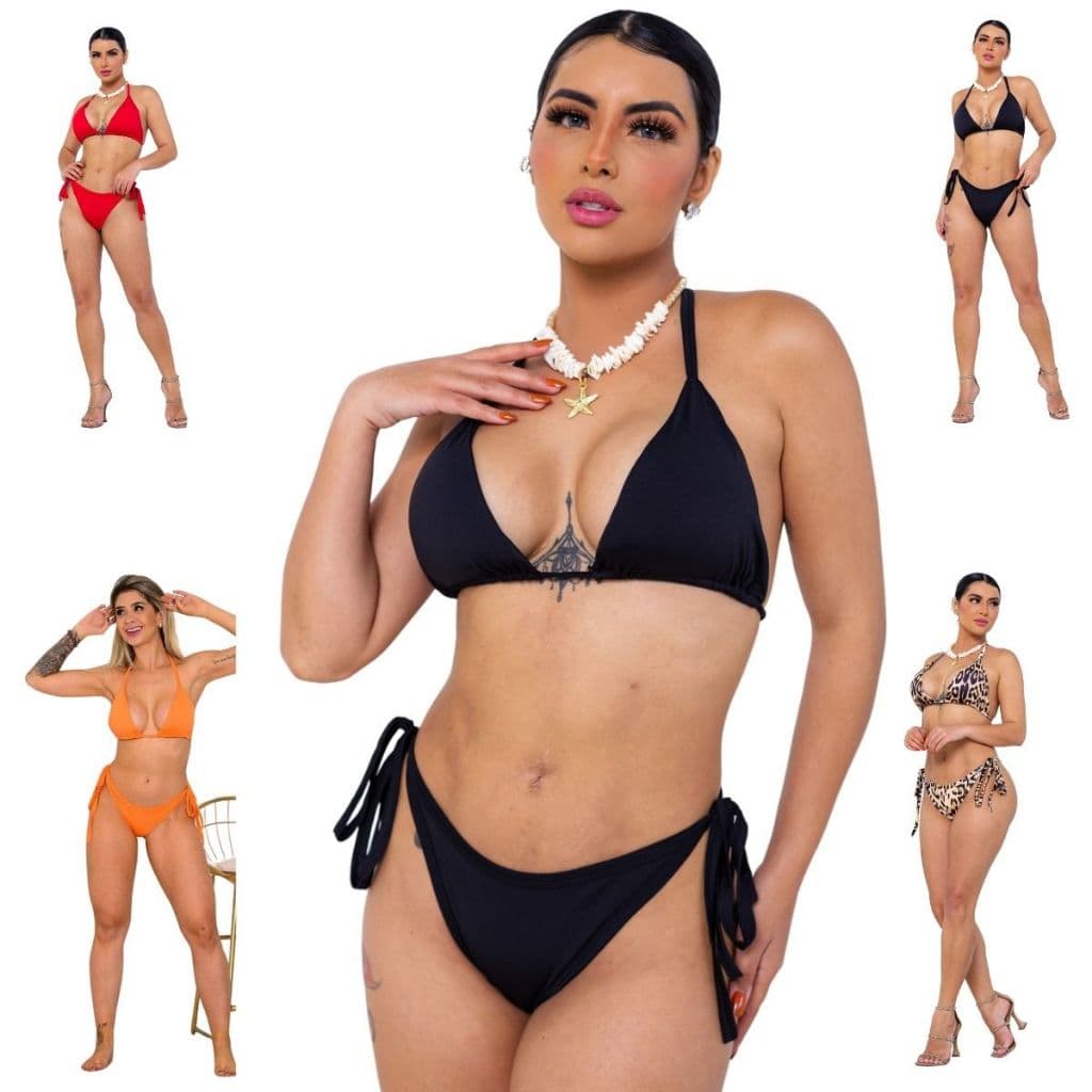 Biquini Amarrar Cortininha Bojo Marquinha Tendência Moda Super Fashion Barato