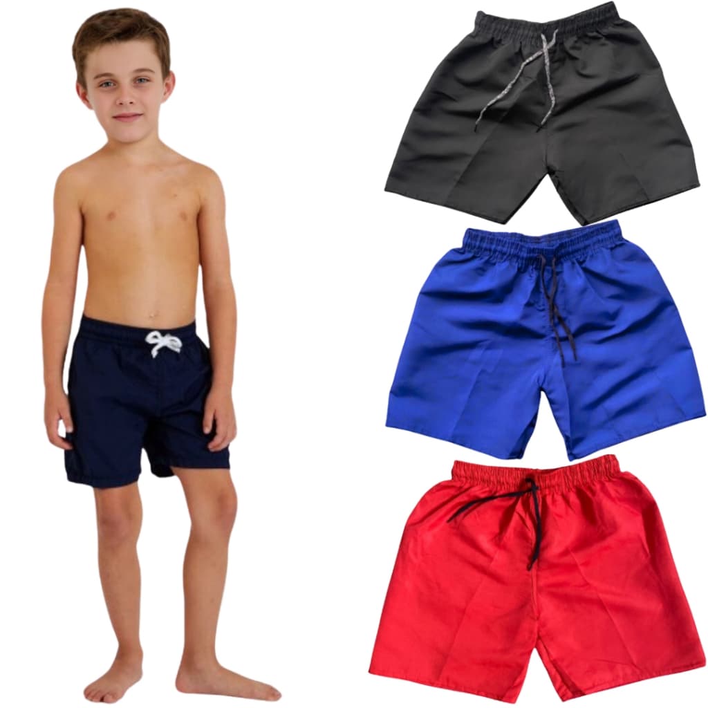 Kit 3 Bermudas Tactel infantil masculina