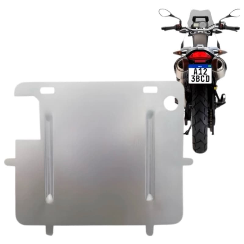 Suporte reforço protetor de placa de aço moto merco sul